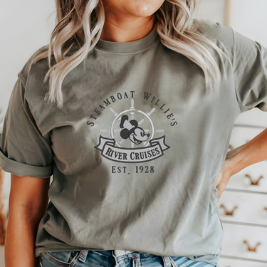 Grey Embroidered River Cruises Tee